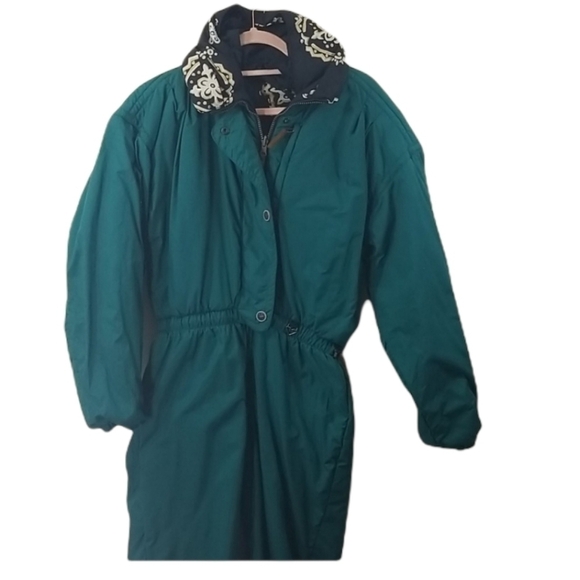 vtg 90s OBERMEYER Green Printed reversible skisuit snowsuit 8